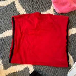 red crop top with black stripe